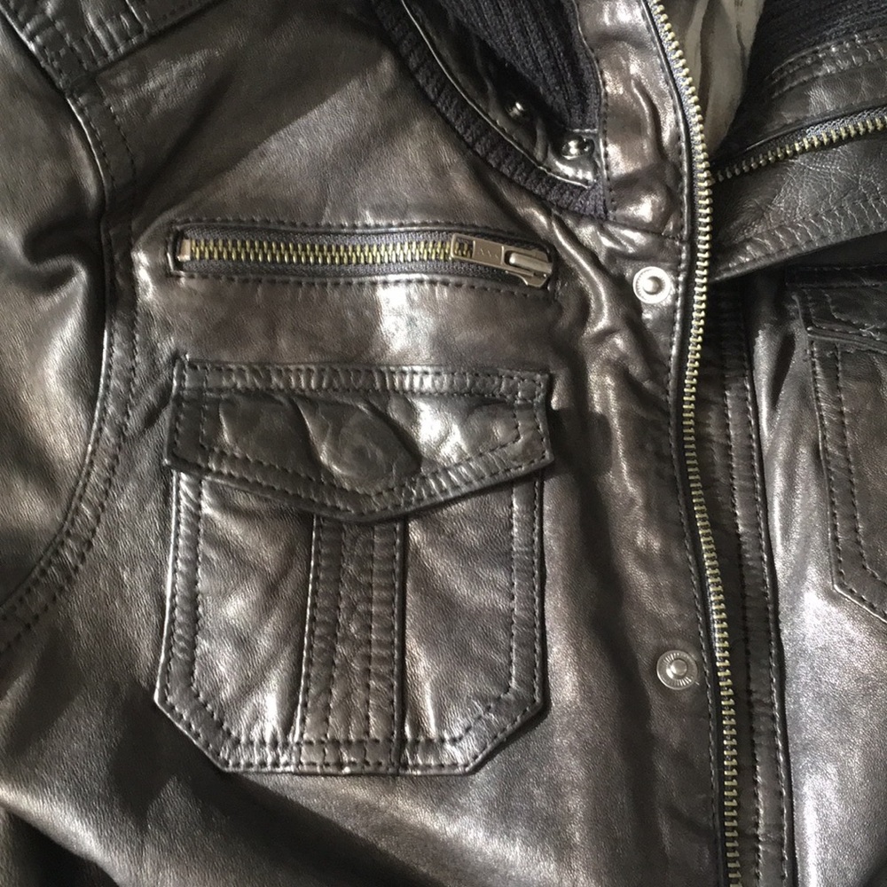 Line brand Black Lambskin soft leather jacket XS - Picture 7 of 8